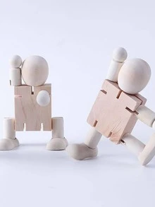 1入創意diy可塗畫的木質機器人模型 - 白色 - 查看 4