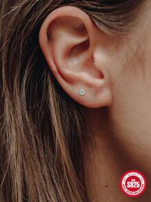 1雙精美方晶鋯石裝飾銀耳釘適合女士日常裝飾