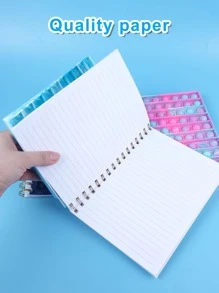 1pc Color Block Pop Bubble Spiral Notebook, Creative Portable Multi-purpose Journal Notebook For School, Student, Office - Pink - View 5