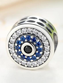 1pc Exquisite Cubic Zirconia Eye Design Silver DIY Bead For Women For DIY Jewelry Making - Silver - View 4