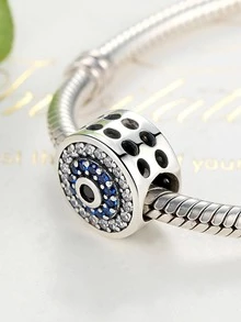 1pc Exquisite Cubic Zirconia Eye Design Silver DIY Bead For Women For DIY Jewelry Making - Silver - View 3