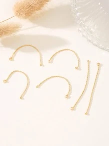 6入組40mm時尚簡約優雅鏈條流蘇吊墜DIY耳環吊墜，銅鍍18K金配件，用於DIY製作 - 金黃色 - 查看 2