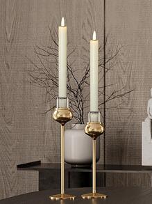 1 set/2 piezas Palo largo LED sin llama cera Vela - Beis - Ver 2