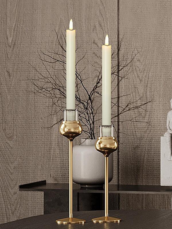 عصا طويل ليد دون اللهب الشمع شمعة 1 مجموعة / 2 قطعة