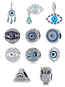 1pc Exquisite Cubic Zirconia Eye Design Silver DIY Bead For Women For DIY Jewelry Making - Silver - View 2