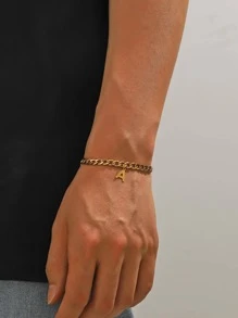 時尚流行1入組時尚不銹鋼字母吊飾手鍊男士禮物珠寶禮物和時尚外觀