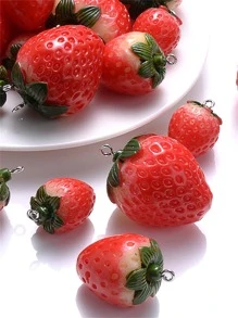 5pcs/set Creative Strawberry Design DIY Pendant For Women For DIY Jewelry Making - Red - View 2