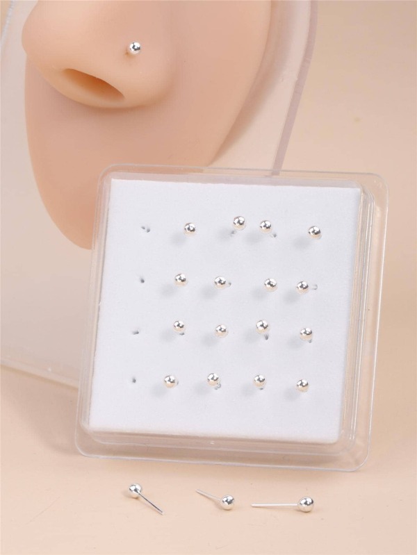 20 piezas/set Perno nariz miedoso con diseño de bola para mujeres para decoración diaria