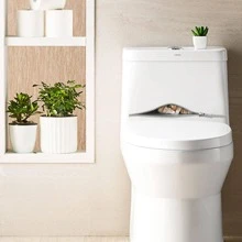 1pc PVC Toilet Lid Decal, Cute Cat Pattern Toilet Lid Decal For Home - Multicolor - View 3