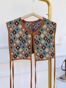 1 chiếc khăn quàng cổ họa tiết kim cương kẻ caro cổ điển, khăn quàng cổ thời trang đường phố dành cho phụ nữ, phù hợp với trang phục hàng ngày - Nhiều màu - Xem 3