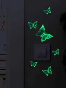 1 miếng dán tường hình con bướm phát sáng trong bóng tối - màu xanh lá - Xem 1