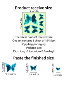1 miếng dán tường hình con bướm phát sáng trong bóng tối - màu xanh lá - Xem 3