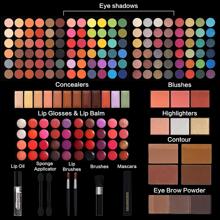 Professional All In One Makeup Kit For Women Full Kit - 186 Colors Make Up Palette Gift Set - Including Eyeshadow, Lip Gloss, Concealer, Highlighter, Contour, Brow Powder, Mascara, Blush & Brush - 彩色 - 查看 2