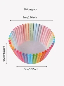 100入組/套彩色蛋糕紙杯派對用現代條紋圖案紙杯蛋糕紙杯 - 彩色 - 查看 3