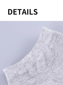 6雙男士素色極簡休閒短襪適用於四季 - 白色 - 查看 7
