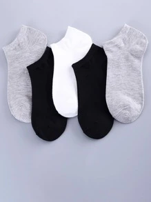 6雙男士素色極簡休閒短襪適用於四季 - 白色 - 查看 2