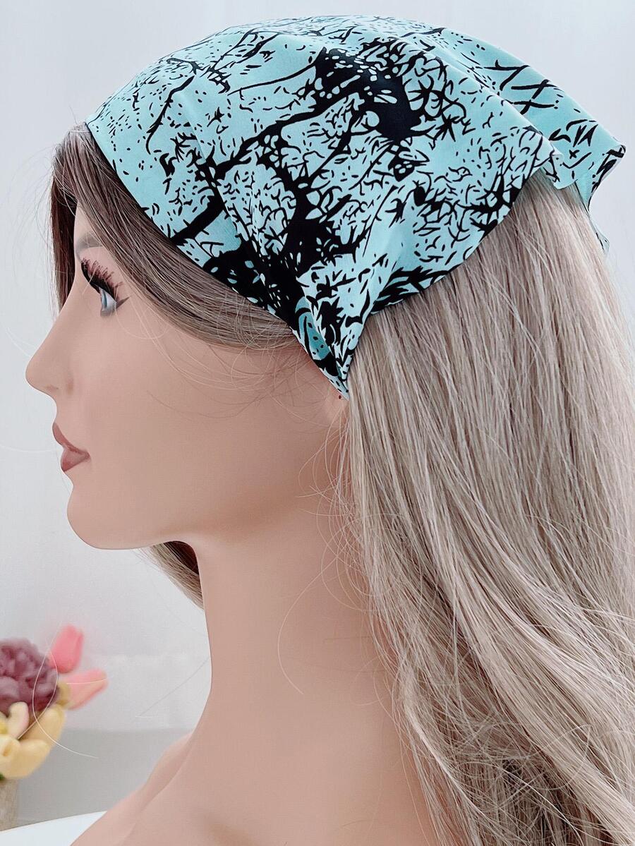 1pc Women Graphic Boho Kerchief For Daily Life - Blue - View 1