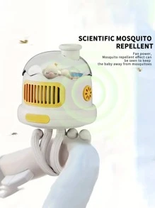 嬰兒風扇，帶靈活三腳架固定在嬰兒車上，4000mAh，帶驅蚊功能，帶照明，可用作小夜燈，迷你手持嬰兒車風扇，USB 或電池供電檯扇，可調 3 檔速度