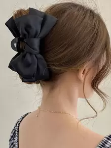 Bow Decor Hair Claw - Black - View 1