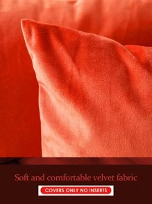 1 pc Sarung Bantal Warna Solid Tanpa Filler, Sarung Bantal Lempar Dekoratif Serat Kimia Minimalis Untuk Rumah - Coral Orange - View 5