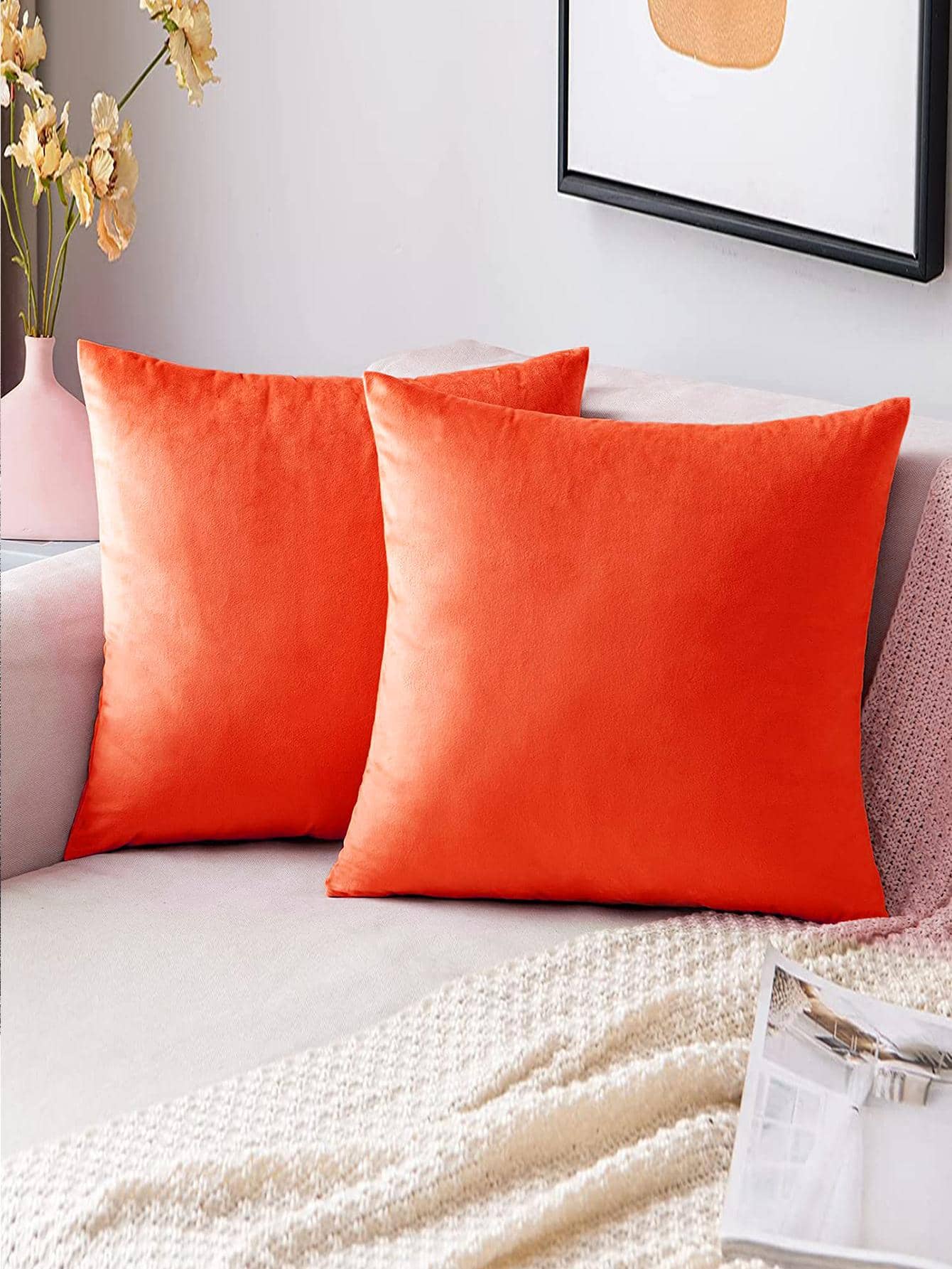 1 pc Sarung Bantal Warna Solid Tanpa Filler, Sarung Bantal Lempar Dekoratif Serat Kimia Minimalis Untuk Rumah