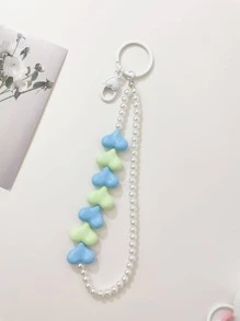 愛心和人造珍珠裝飾鑰匙圈 - 彩色 - 查看 4