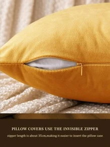 1pc Solid Color Cushion Cover Without Filler, Minimalist Chemical Fiber Decorative Throw Pillow Case For Home - Burnt Orange - View 4
