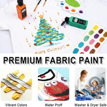 Metallic Fabric Paint, Shuttle Art 18 Metallic Colors Permanent Soft Fabric Paint in Bottles (60ml/2oz) with Brush and Stencils, Non-Toxic Textile Paint for Jeans, Bags & DIY Projects - Black - View 3