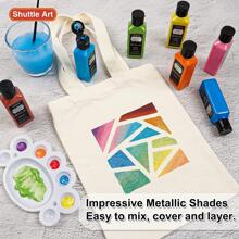 Metallic Fabric Paint, Shuttle Art 18 Metallic Colors Permanent Soft Fabric Paint in Bottles (60ml/2oz) with Brush and Stencils, Non-Toxic Textile Paint for Jeans, Bags & DIY Projects - Black - View 4
