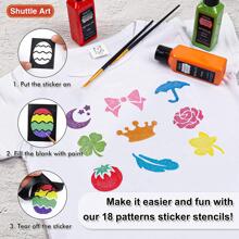 Metallic Fabric Paint, Shuttle Art 18 Metallic Colors Permanent Soft Fabric Paint in Bottles (60ml/2oz) with Brush and Stencils, Non-Toxic Textile Paint for Jeans, Bags & DIY Projects - Black - View 5