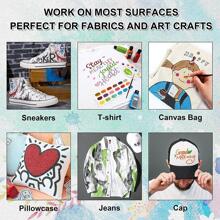 Metallic Fabric Paint, Shuttle Art 18 Metallic Colors Permanent Soft Fabric Paint in Bottles (60ml/2oz) with Brush and Stencils, Non-Toxic Textile Paint for Jeans, Bags & DIY Projects - Black - View 6