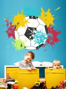 1pc Football Pattern Wall Sticker - Multicolor - View 1