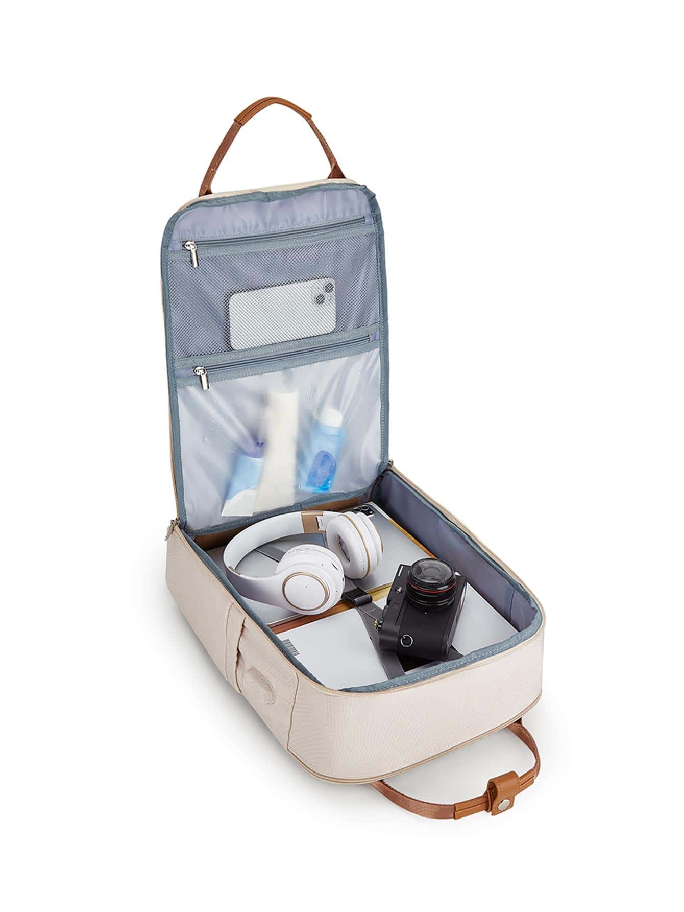 字母图案斜挎包小号拉链胸包万圣节圣诞节冬季圣诞礼物包男士腰包腰包男士斜挎包 - 米色 - 查看 1