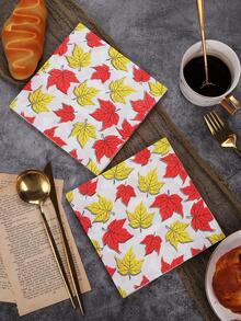 20入組紙質一次性餐巾創意楓葉圖案一次性餐巾派對用 - 彩色 - 查看 4