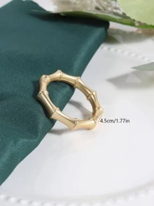 4入組竹節設計餐巾環 - 金色 - 查看 3