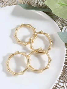 4入組竹節設計餐巾環 - 金色 - 查看 2