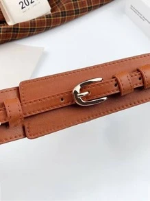 金屬扣寬腰帶 - 棕色 - 查看 5