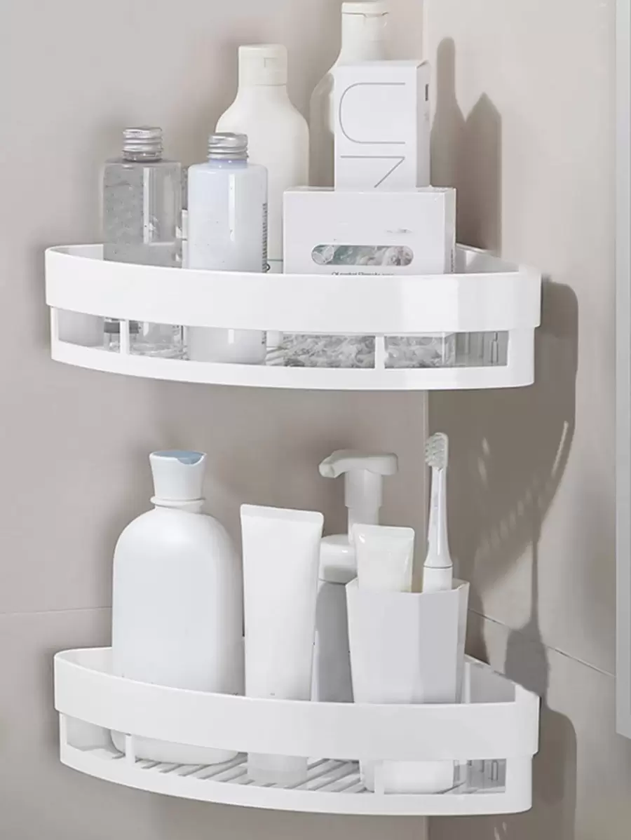 1pc Wall Mounted Bathroom Storage Rack Bathroom Accessories - White - View 1