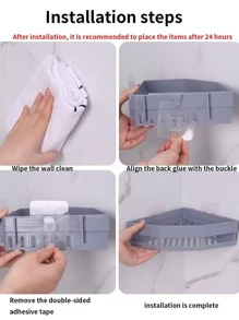 1pc Wall Mounted Bathroom Storage Rack Bathroom Accessories - White - View 7