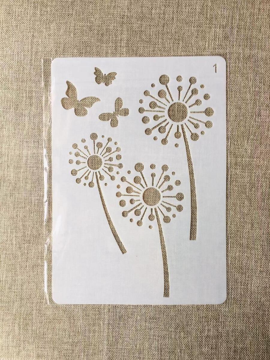 1 pieza Plantilla de dibujo con mariposa & diente de león diseño - Blanco - Ver 1