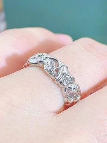 1 nhẫn hợp kim kẽm trang trí hoa thời trang cho phụ nữ cho cuộc sống hàng ngày - Bạc - Xem 2