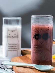 1入組動物印花玻璃杯子 - 無色 - 查看 9