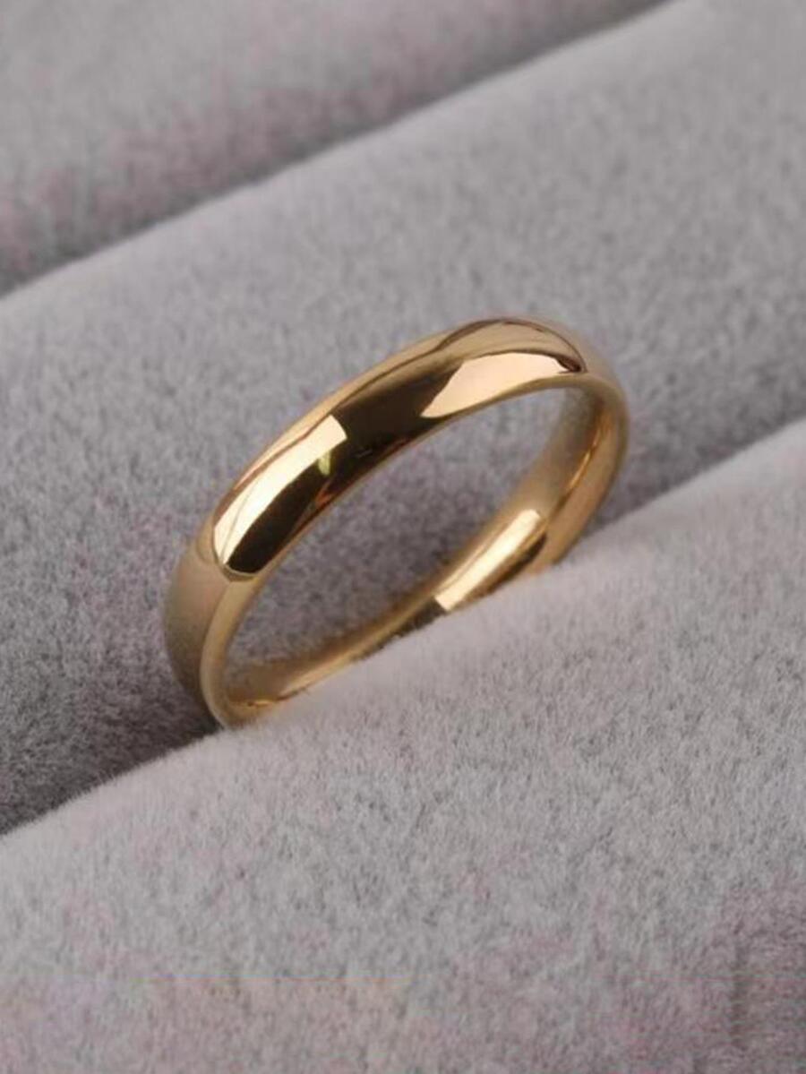 1 Thép Không Gỉ Thời Trang Tối Giản Nhẫn Cho Nữ Trang Trí Hàng Ngày Cho Vẻ Ngoài Phong Cách Thời Trang Punk Phổ Biến - Vàng - Xem 1