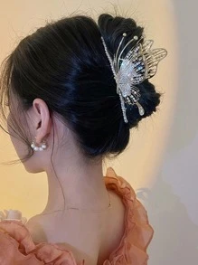 水鑽蝴蝶設計髮爪 - 金色 - 查看 3