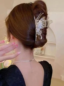 水鑽蝴蝶設計髮爪 - 金色 - 查看 2