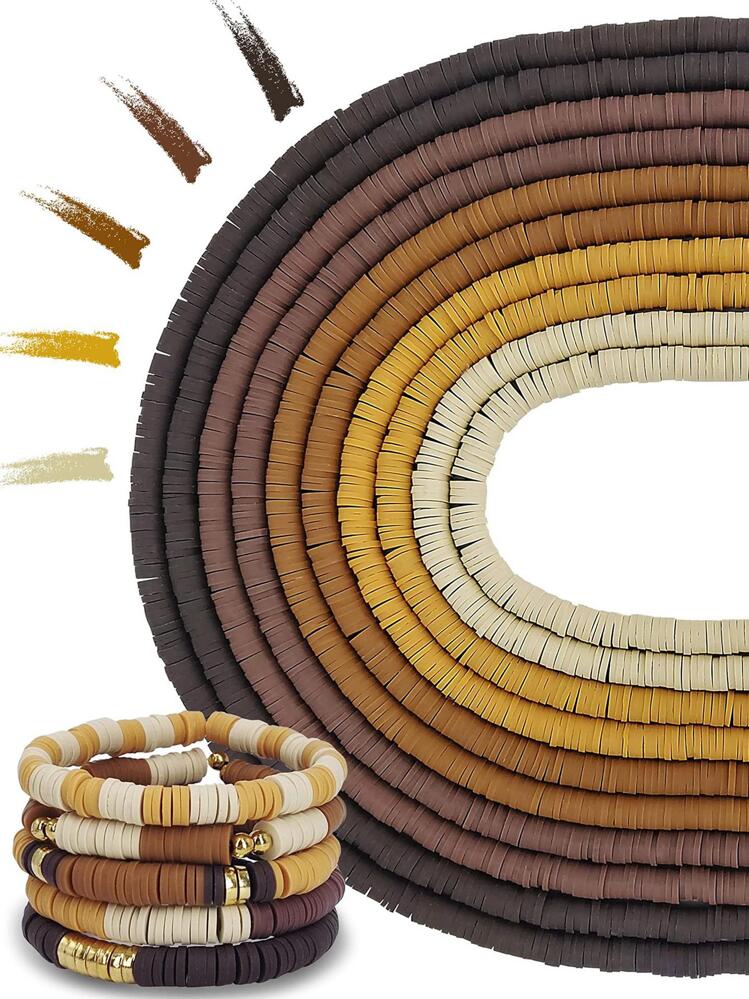 10Strands Random Color 6 Mm Soft Ceramic Slice For Diy Bracelet & Necklace Making - Multicolor - View 12