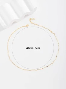 極簡鏈條樣式項鍊 - 金黃色 - 查看 4