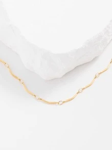 極簡鏈條樣式項鍊 - 金黃色 - 查看 1