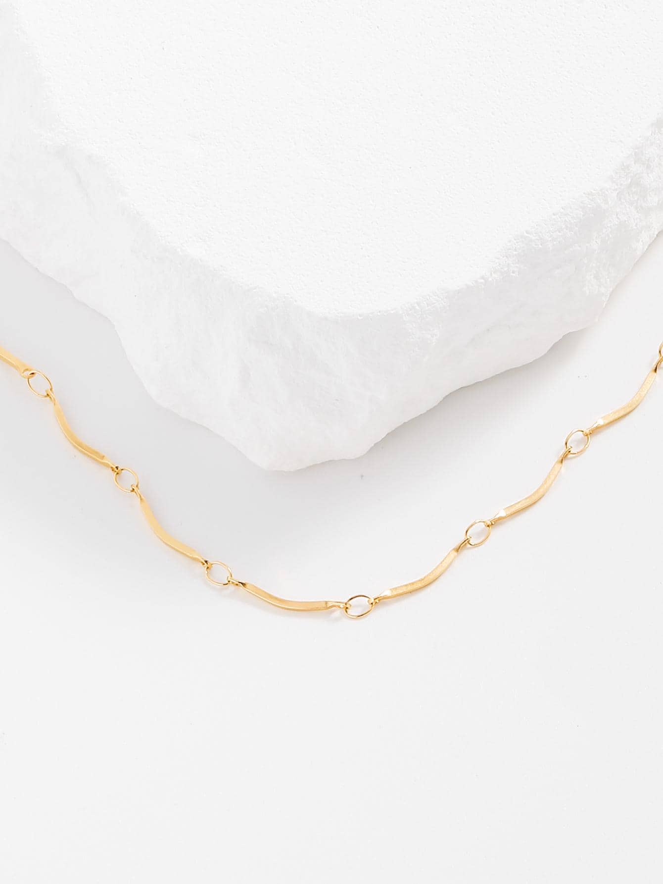 極簡鏈條樣式項鍊 - 金黃色 - 查看 1
