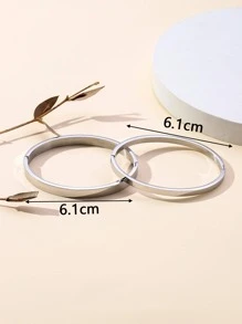 Camhanno 2入組時尚極簡不銹鋼手環適合女士男士適用於約會禮物 - 銀色 - 查看 4